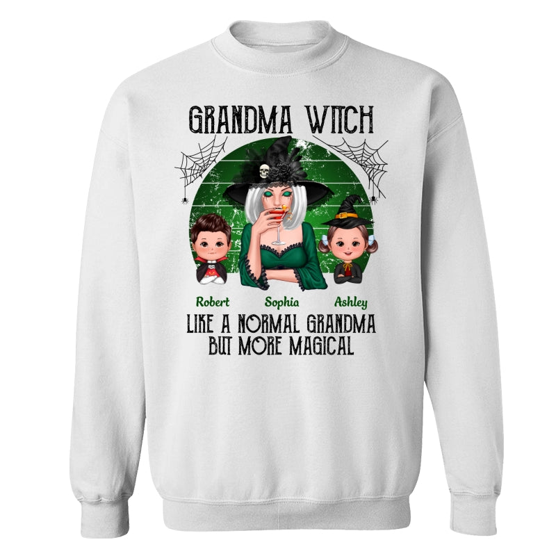Grandma Grandkids Halloween Green Retro Personalized Shirt