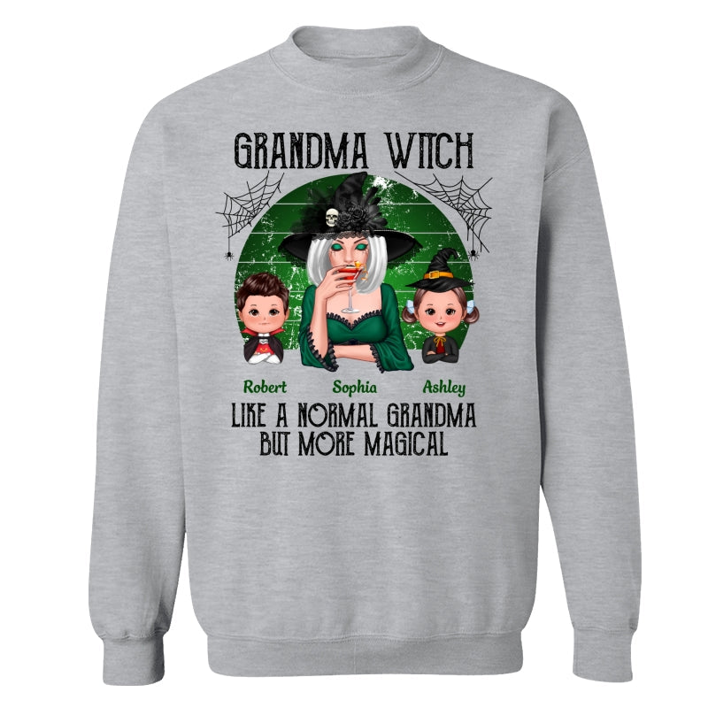 Grandma Grandkids Halloween Green Retro Personalized Shirt