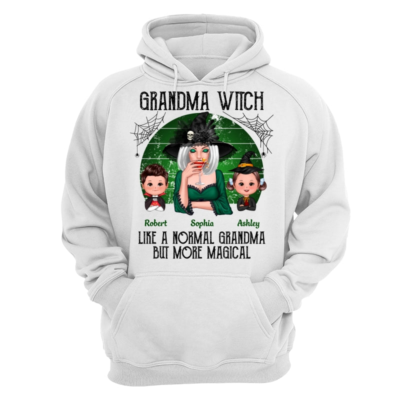 Grandma Grandkids Halloween Green Retro Personalized Shirt