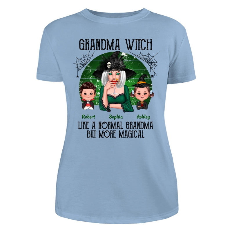 Grandma Grandkids Halloween Green Retro Personalized Shirt