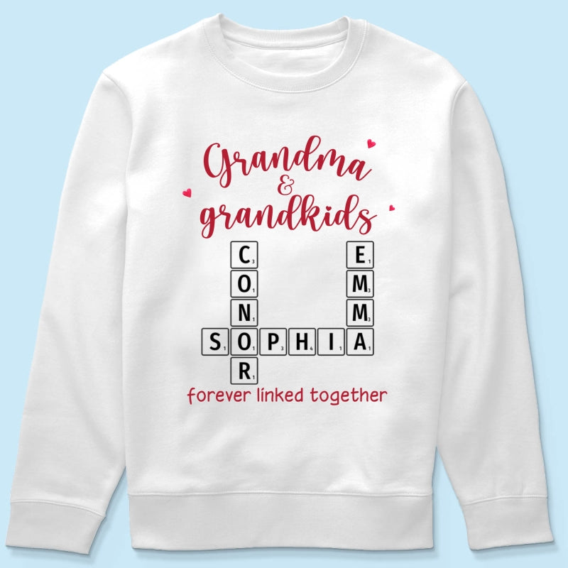 Grandma & Grandkids Forever Linked Together Crossword Puzzle Personalized Light Color Shirt